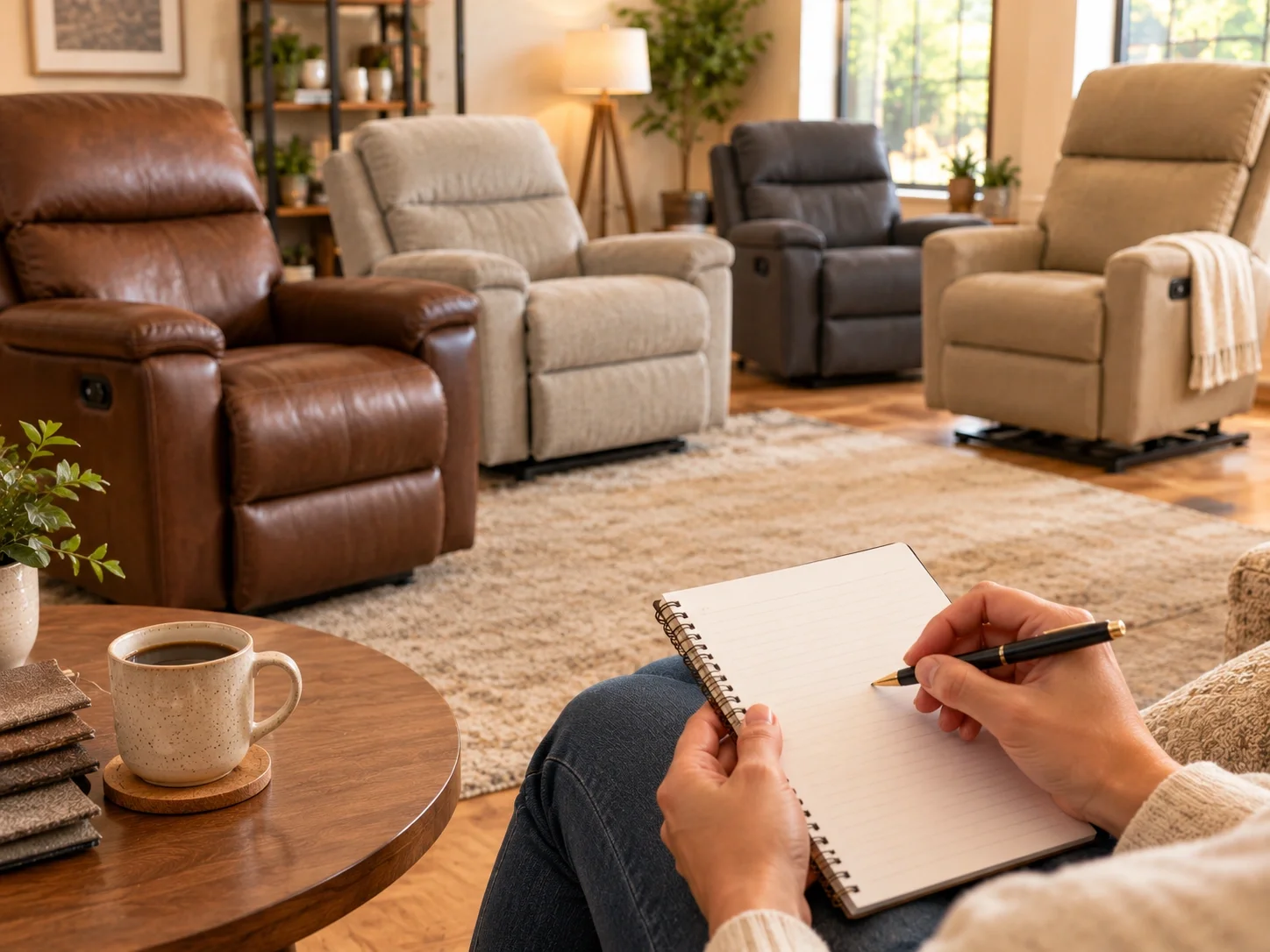 Person considering different recliner options