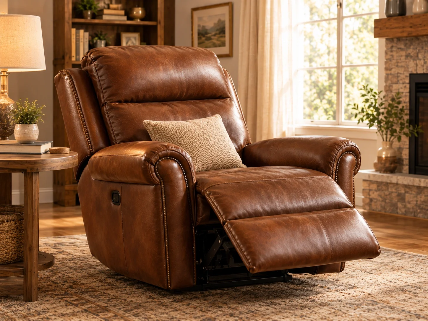Leather recliner showcasing premium material