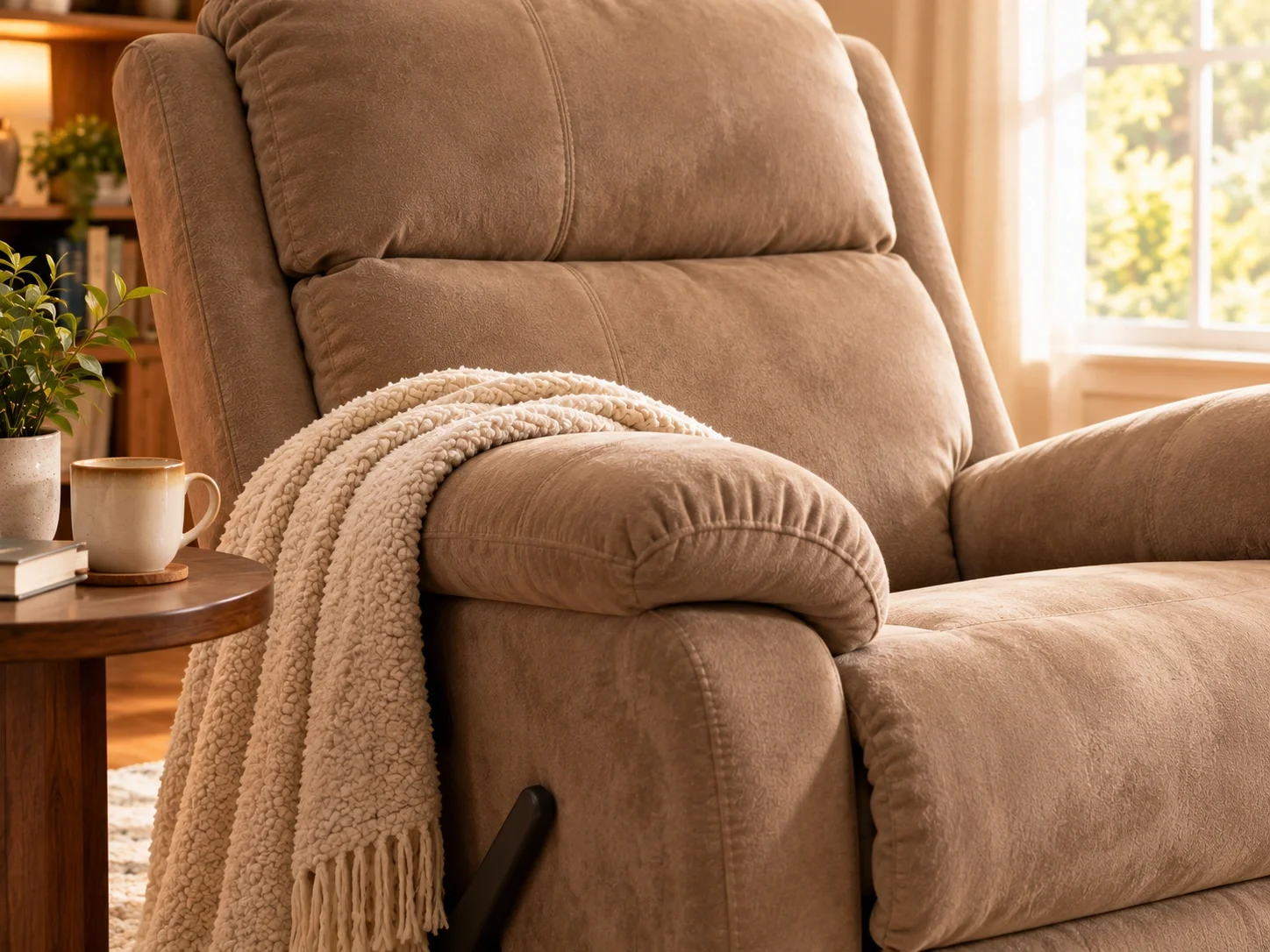Microfiber recliner with soft texture